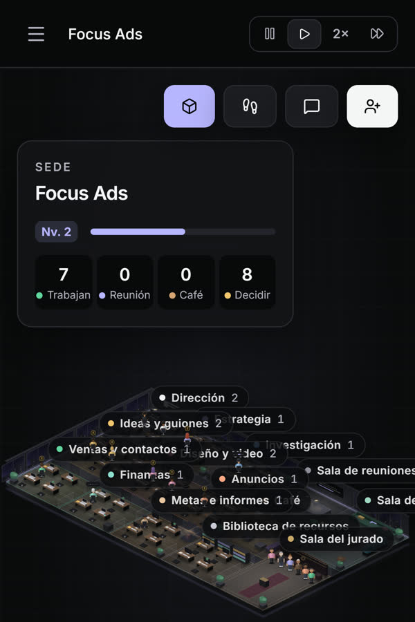 Pantalla de Focus Ads: Un equipo que trabaja por ti